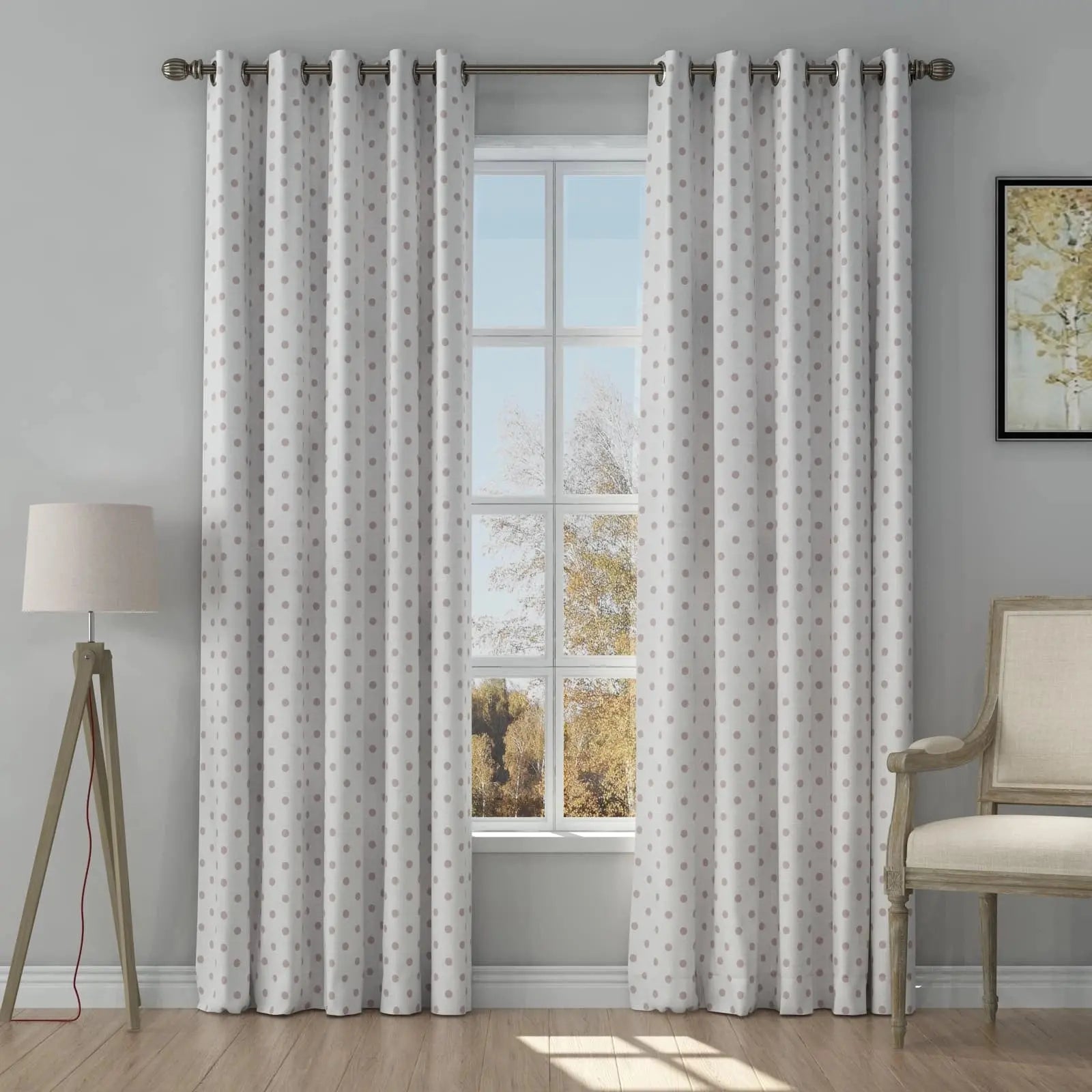 Stefana Silber Print Linen Curtain Drapery Grommet TWOPAGES