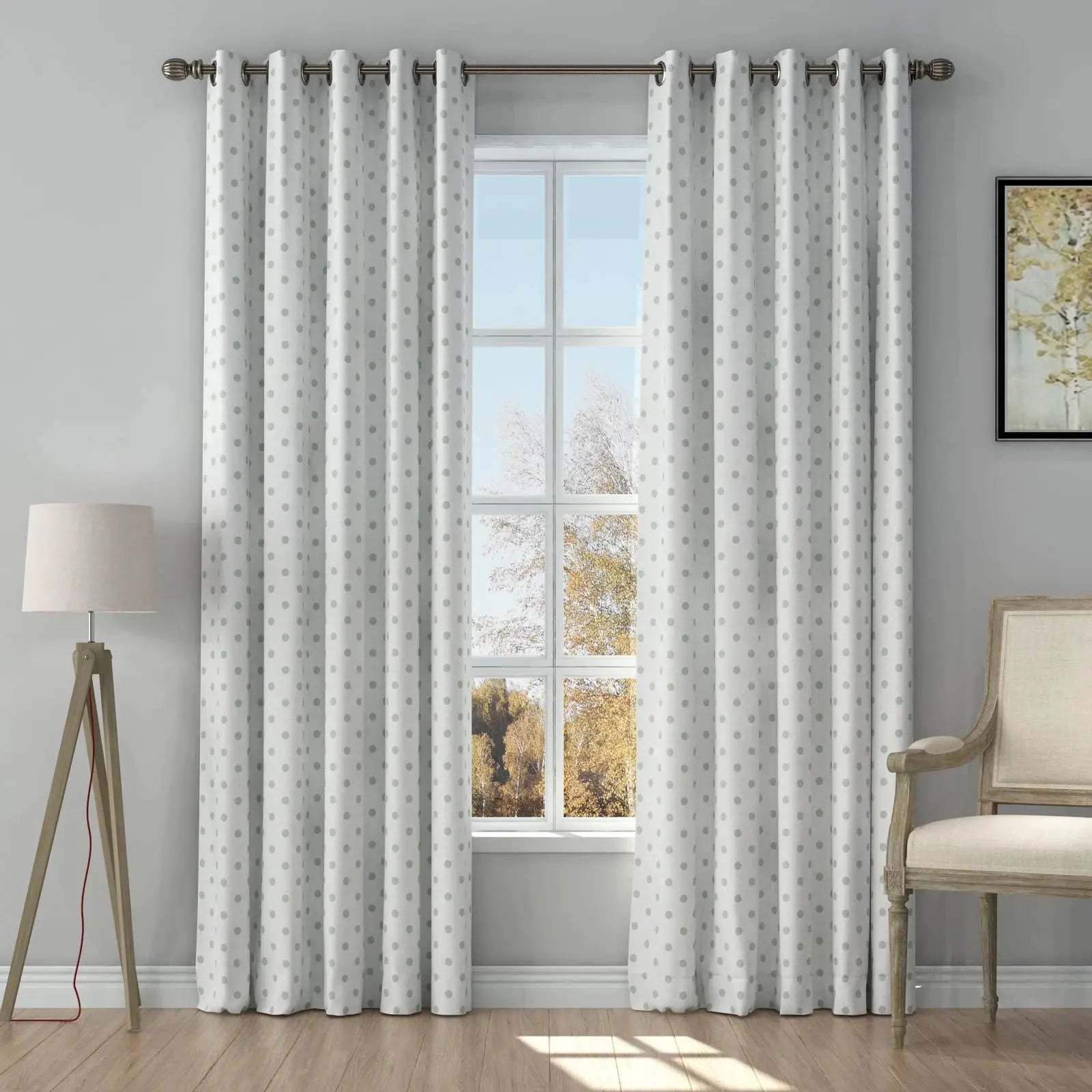 Stefana Silber Print Linen Curtain Drapery Grommet TWOPAGES