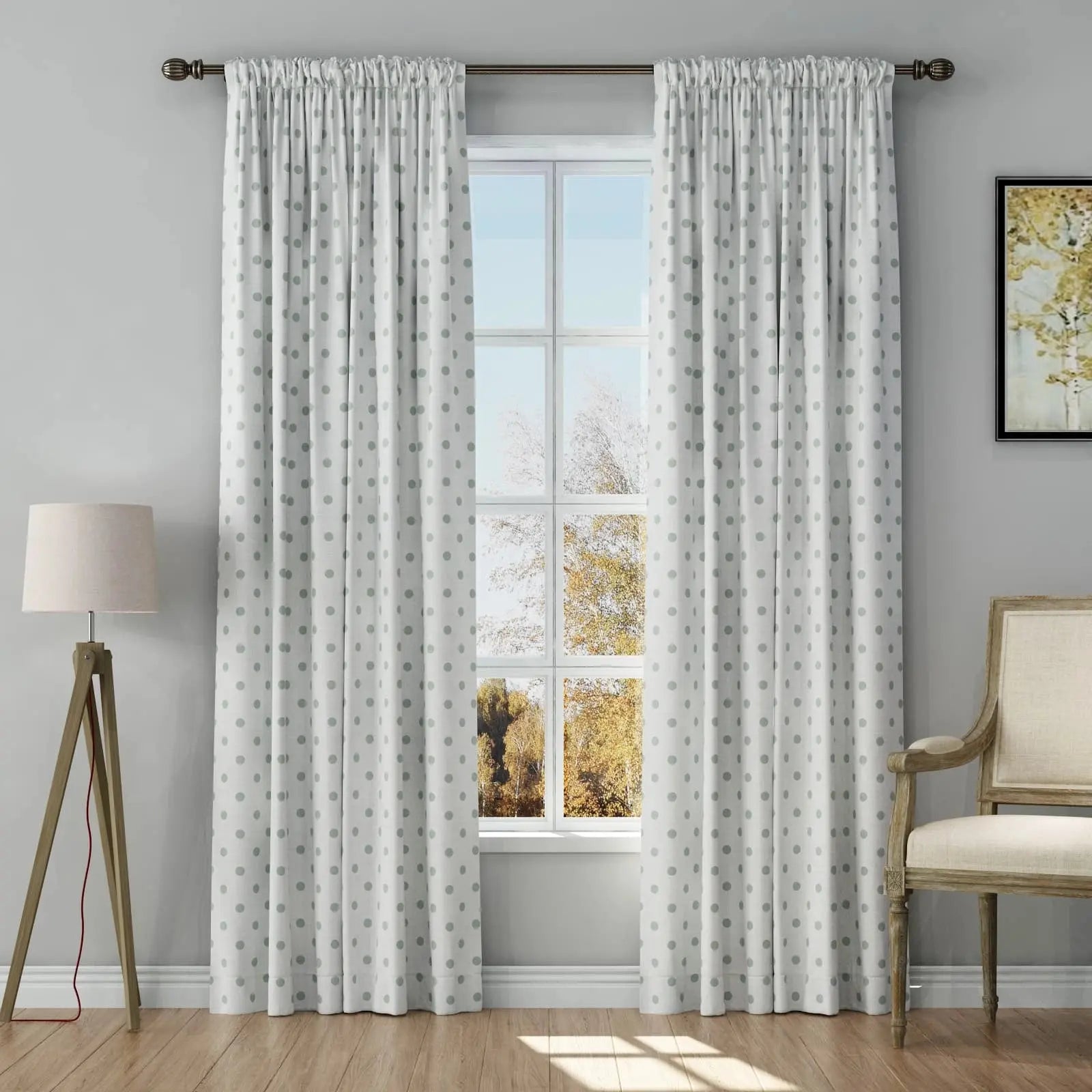 Stefana Silber Print Linen Curtain Drapery Soft Top TWOPAGES