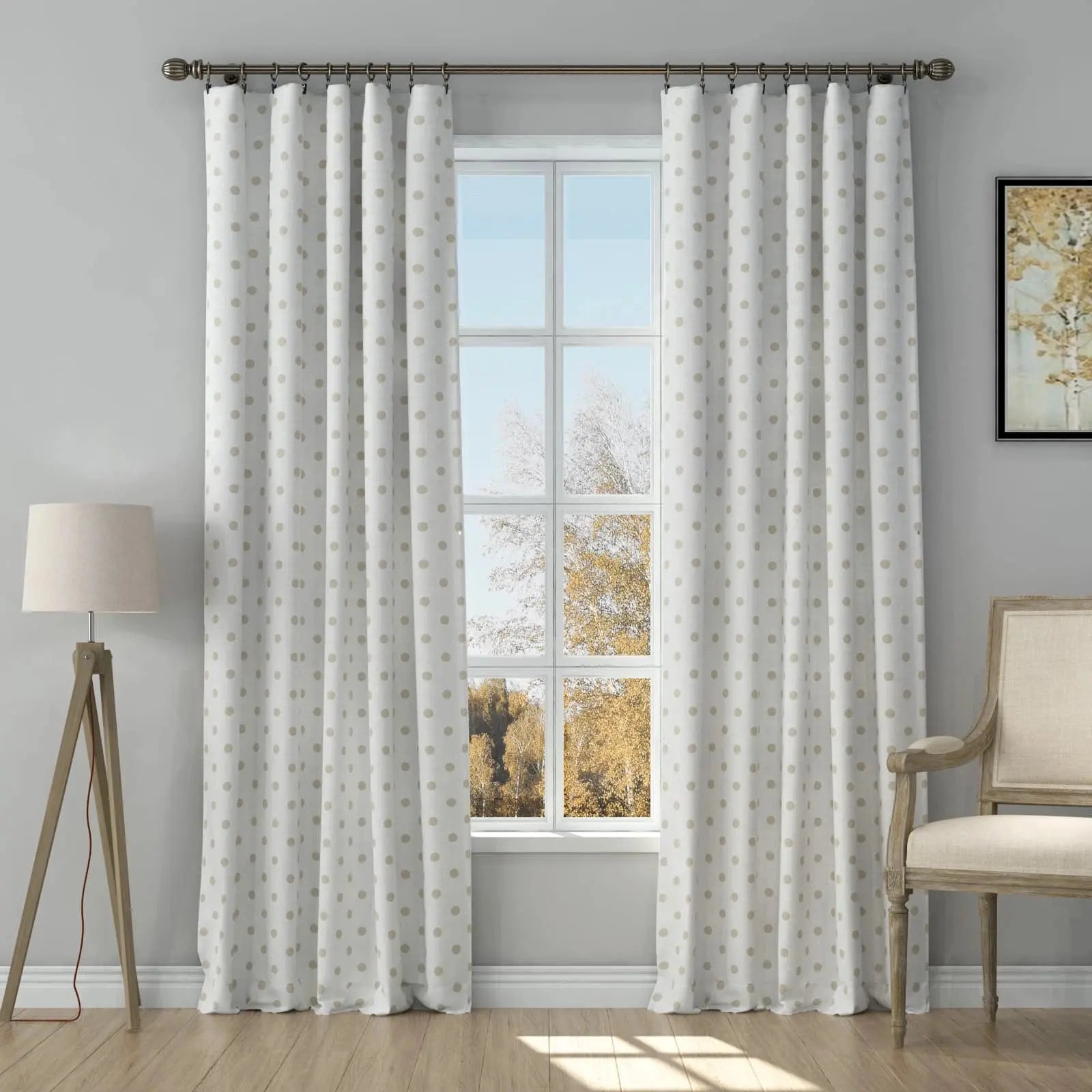 Stefana Silber Print Linen Curtain Drapery Soft Top TWOPAGES