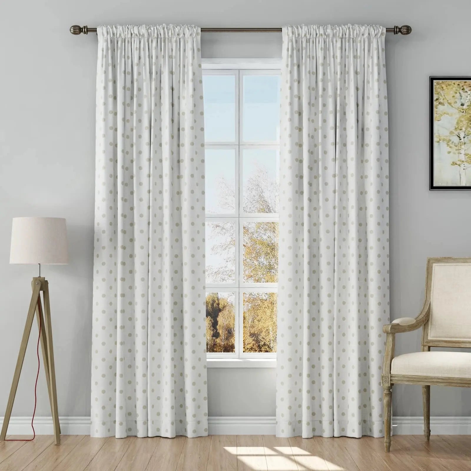 Stefana Silber Print Linen Curtain Drapery Soft Top TWOPAGES