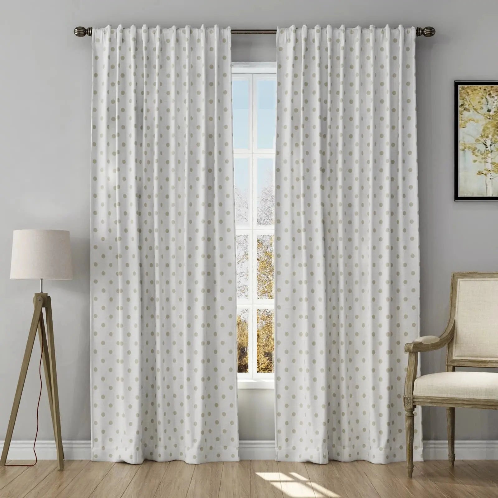 Stefana Silber Print Linen Curtain Drapery Soft Top TWOPAGES