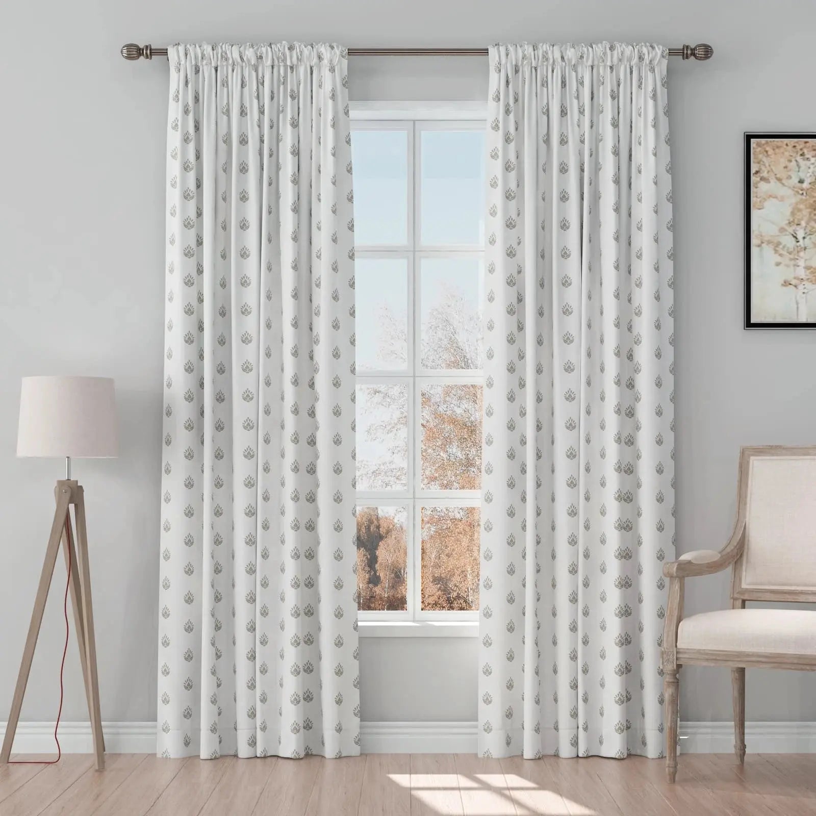 Stefana Silber Print Linen Curtain Drapery Soft Top TWOPAGES