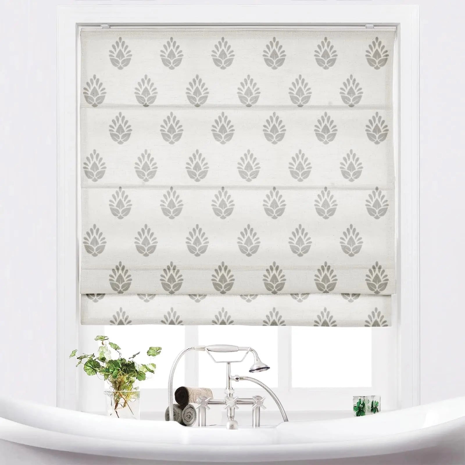 Stefana Silber Printed Cordless Roman Blind TWOPAGES