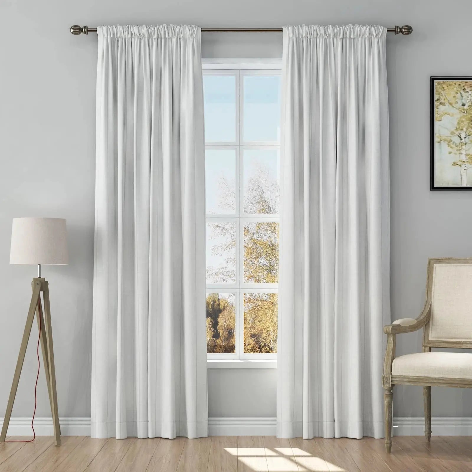 Stefana Silber Print Linen Curtain Drapery Soft Top TWOPAGES