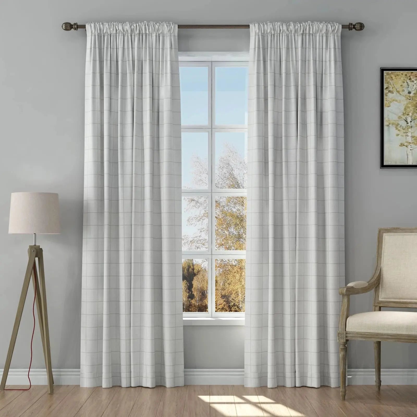Stefana Silber Print Linen Curtain Drapery Soft Top TWOPAGES