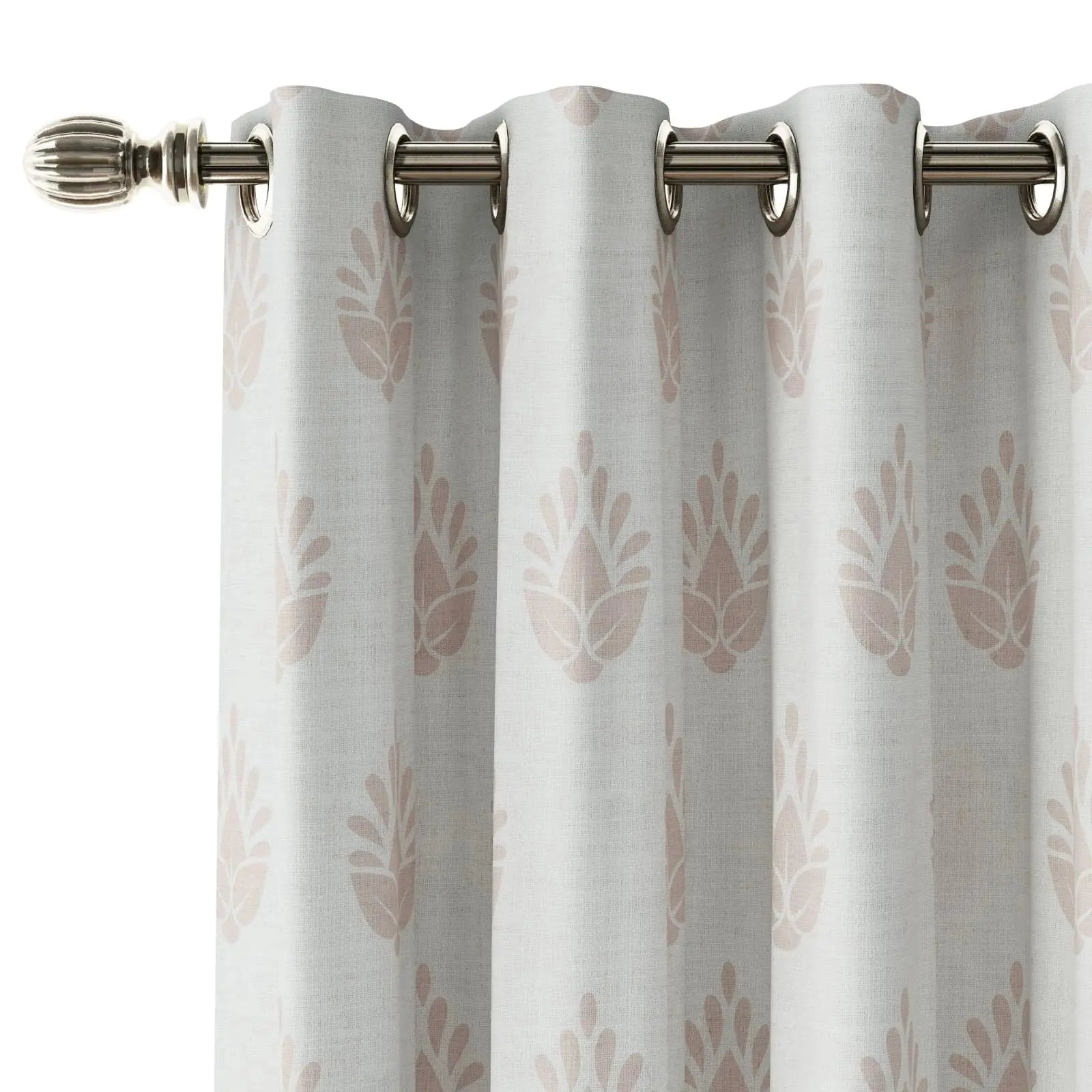 Stefana Silber Print Linen Curtain Drapery Grommet TWOPAGES
