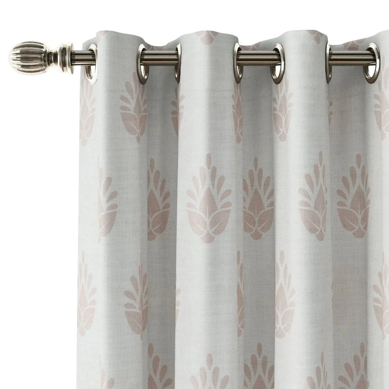 Stefana Silber Print Linen Curtain Drapery Grommet TWOPAGES