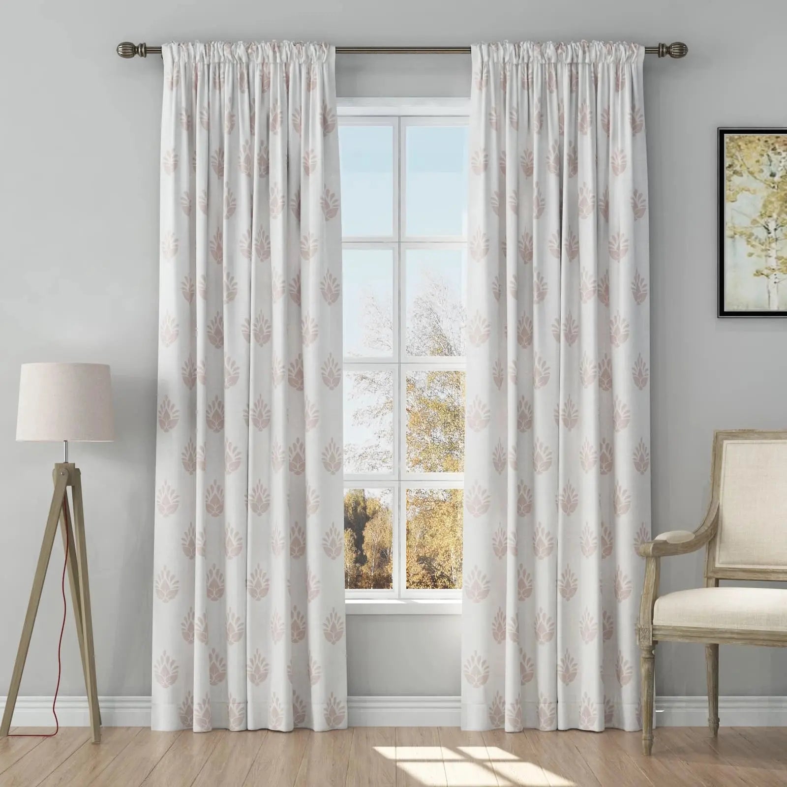 Stefana Silber Print Linen Curtain Drapery Soft Top TWOPAGES