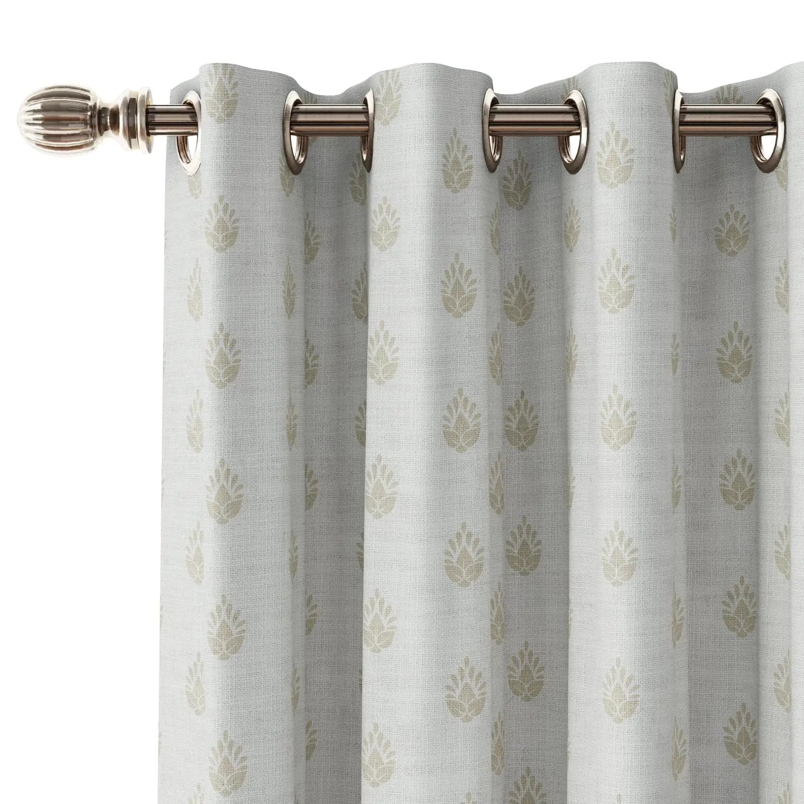 Stefana Silber Print Linen Curtain Drapery Grommet TWOPAGES