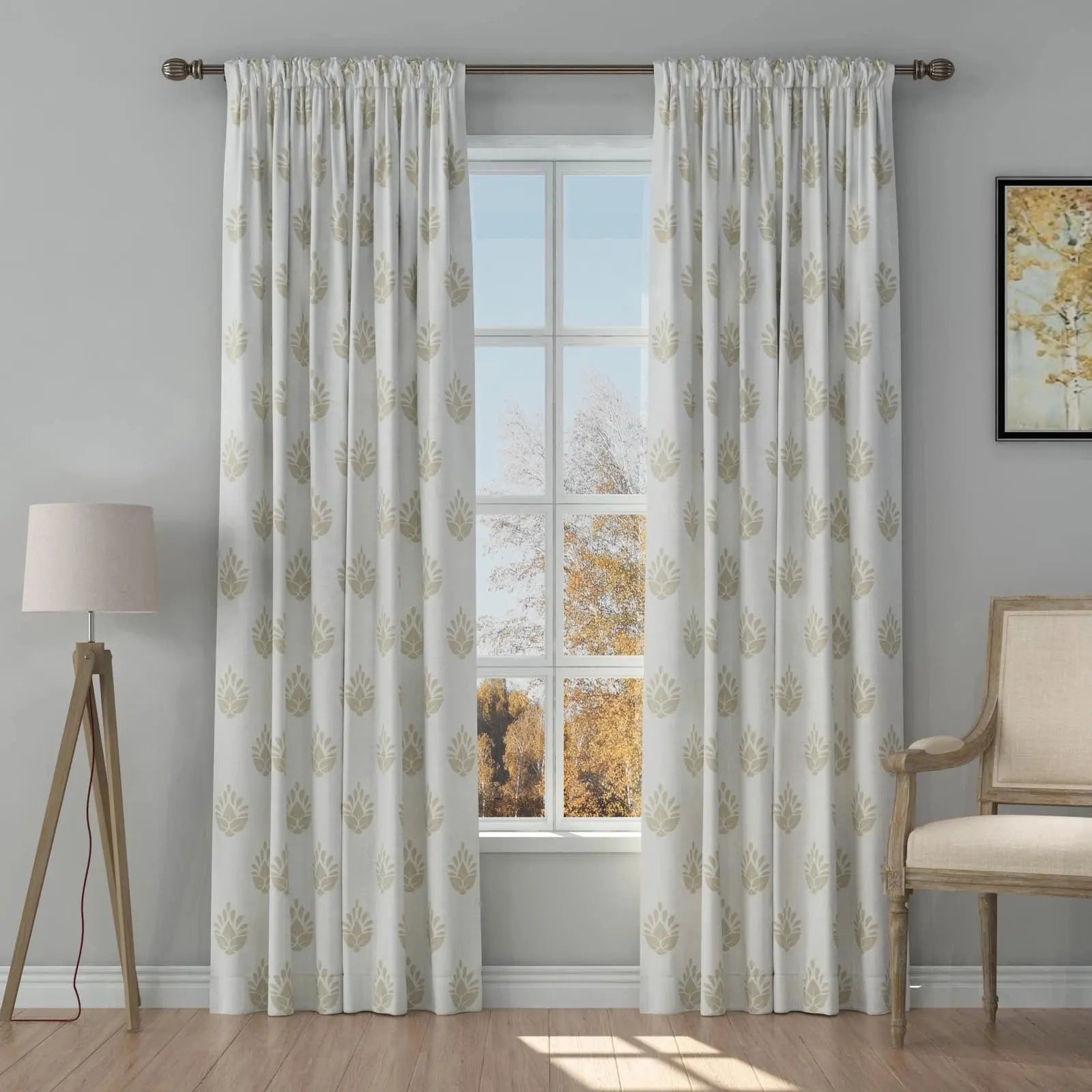 Stefana Silber Print Linen Curtain Drapery Soft Top TWOPAGES