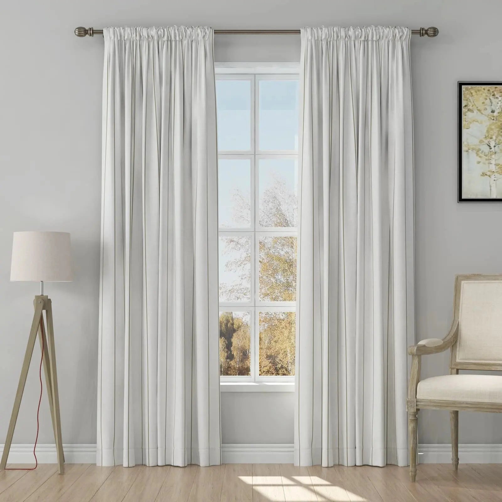 Stefana Silber Print Linen Curtain Drapery Soft Top TWOPAGES