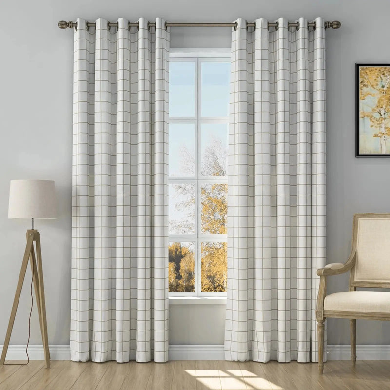 Stefana Silber Print Linen Curtain Drapery Grommet TWOPAGES