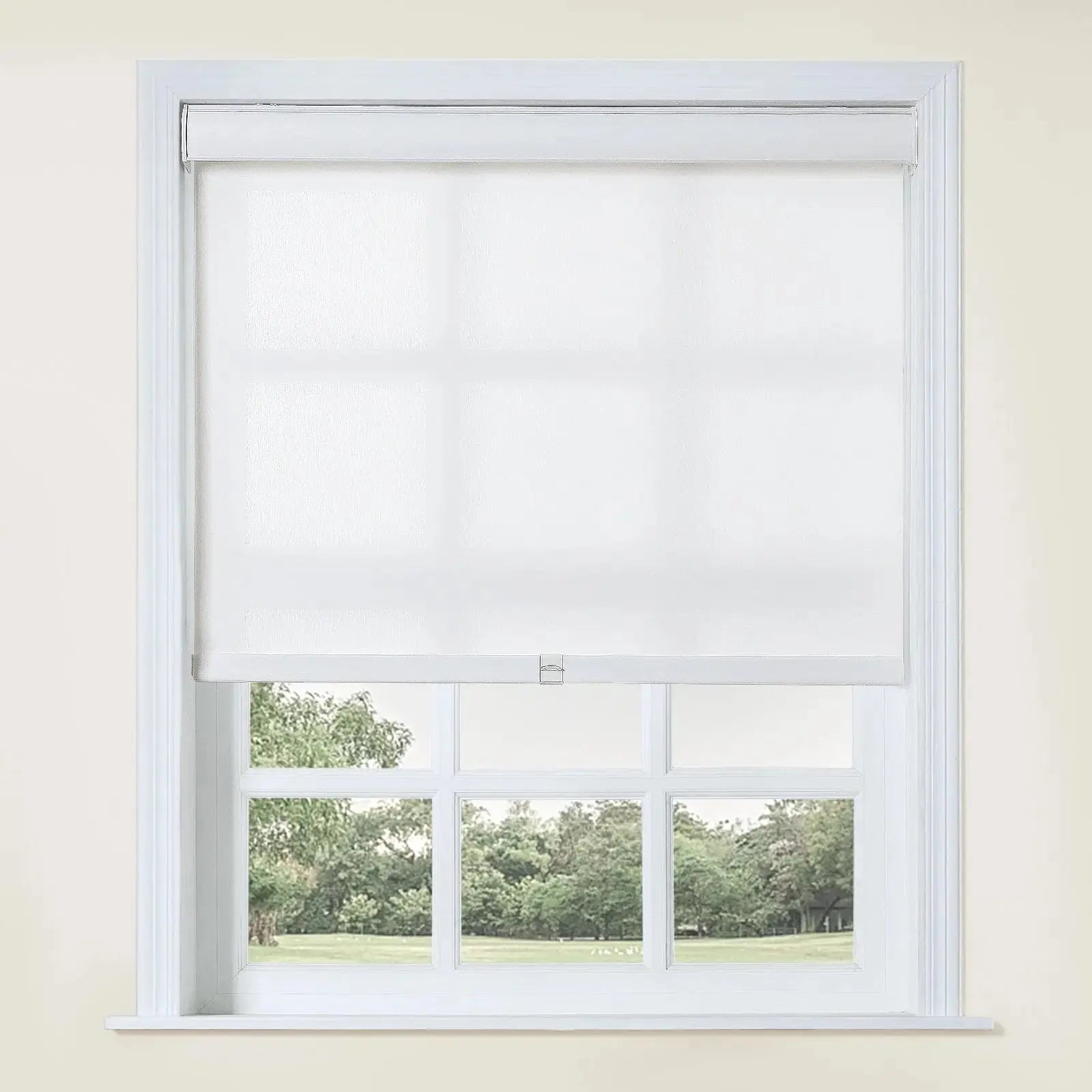 Alvin Light Filtering Cordless Roller Blinds-?1% Plain White M117-1-TWOPAGES