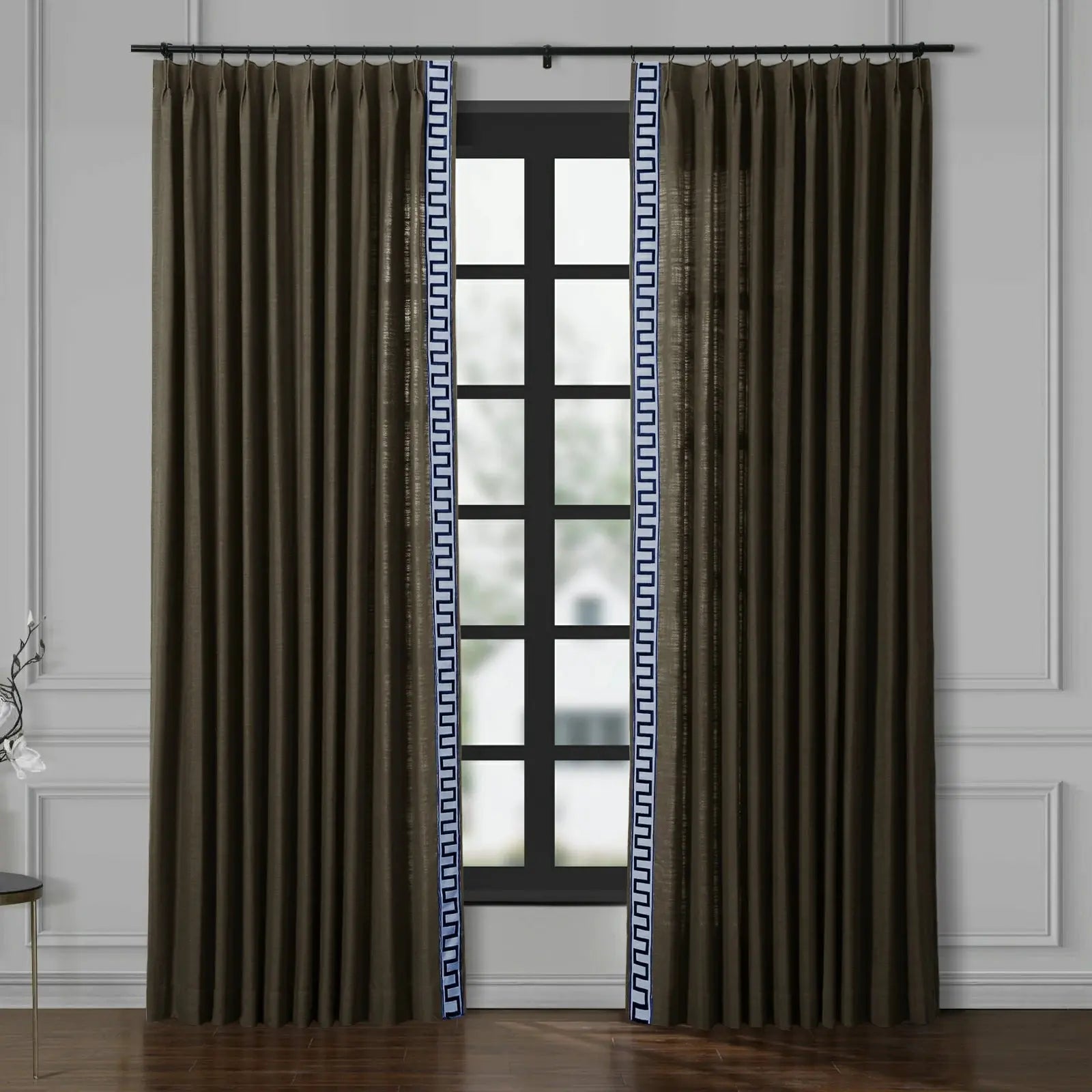Liz Linen Curtains with Border Trim (Sold per Pair) TWOPAGES