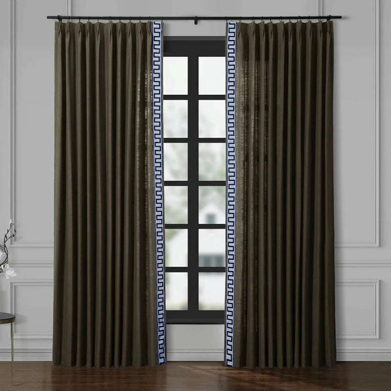 Liz Linen Curtains with Border Trim (Sold per Pair) TWOPAGES