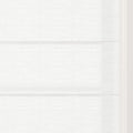Photograph of a minimalist white Roman shade featuring prominent horizontal folds and a fine linen-like texture