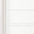 Digital photograph of a white Roman blind on an interior window featuring textured fabric with a subtle grid pattern soft horizontal folds and a crisp white frame on the left