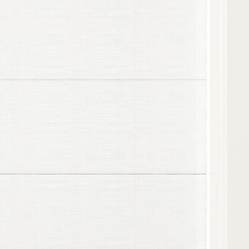 Photograph of an off-white textured fabric showcasing subtle horizontal folds and a fine woven grid pattern beside a clean vertical white frame