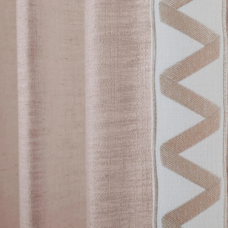 Liz Linen Curtains with Border Trim (Sold per Pair) -TWOPAGES