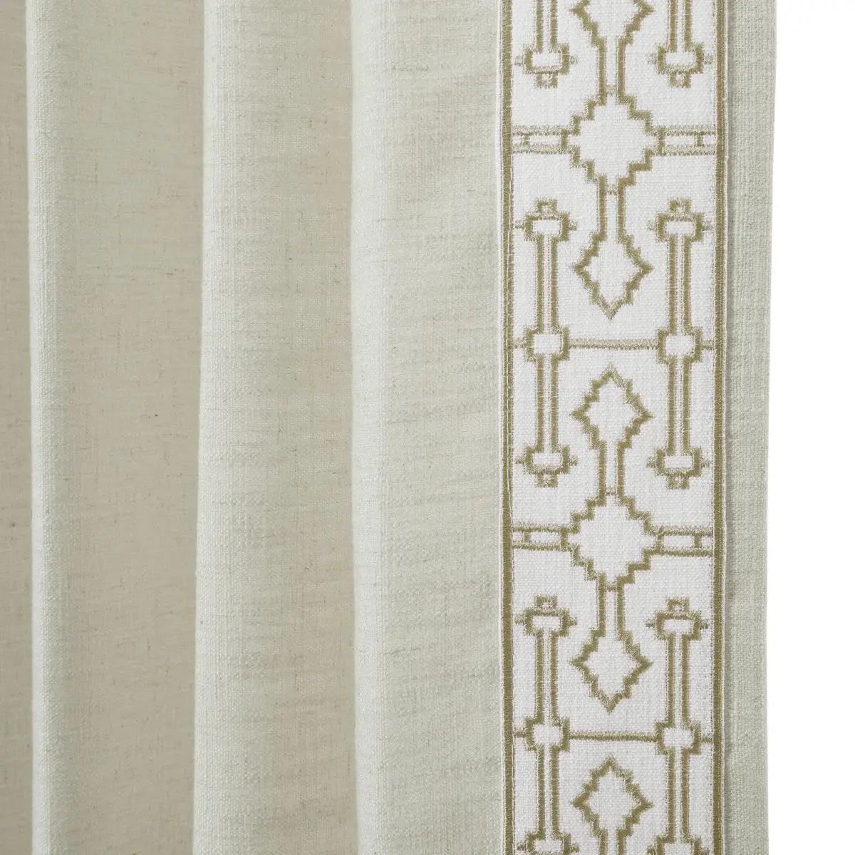 Liz Linen Curtains with Border Trim (Sold per Pair) -TWOPAGES