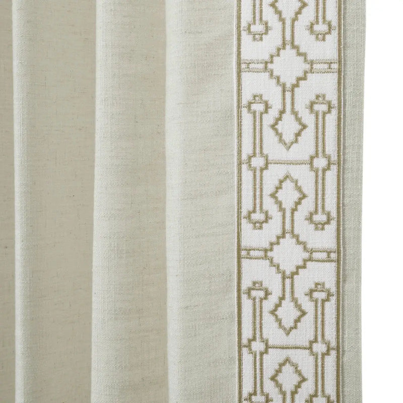 Liz Linen Curtains with Border Trim (Sold per Pair) -TWOPAGES