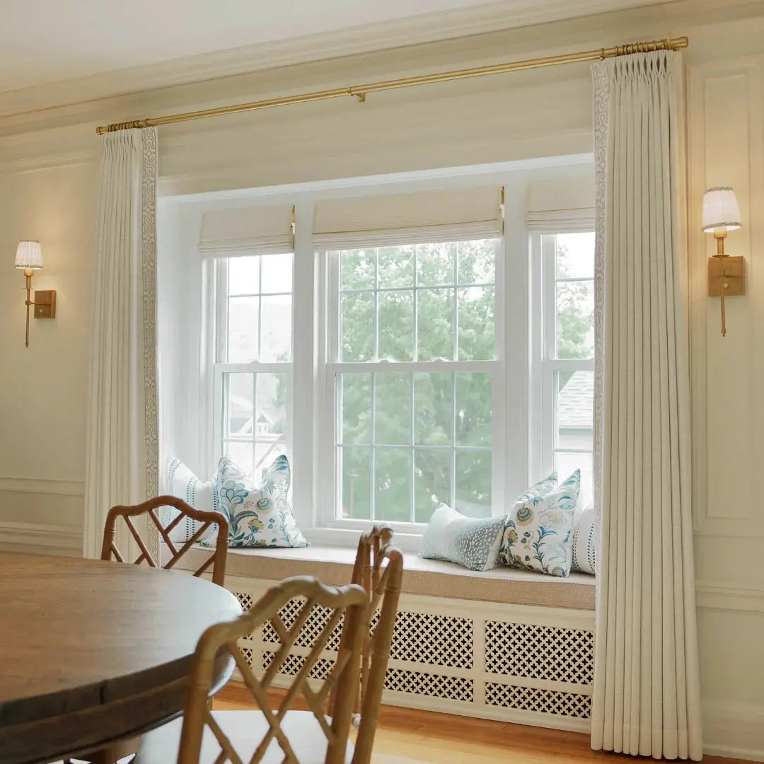 Liz Linen Curtains with Border Trim (Sold per Pair) -TWOPAGES