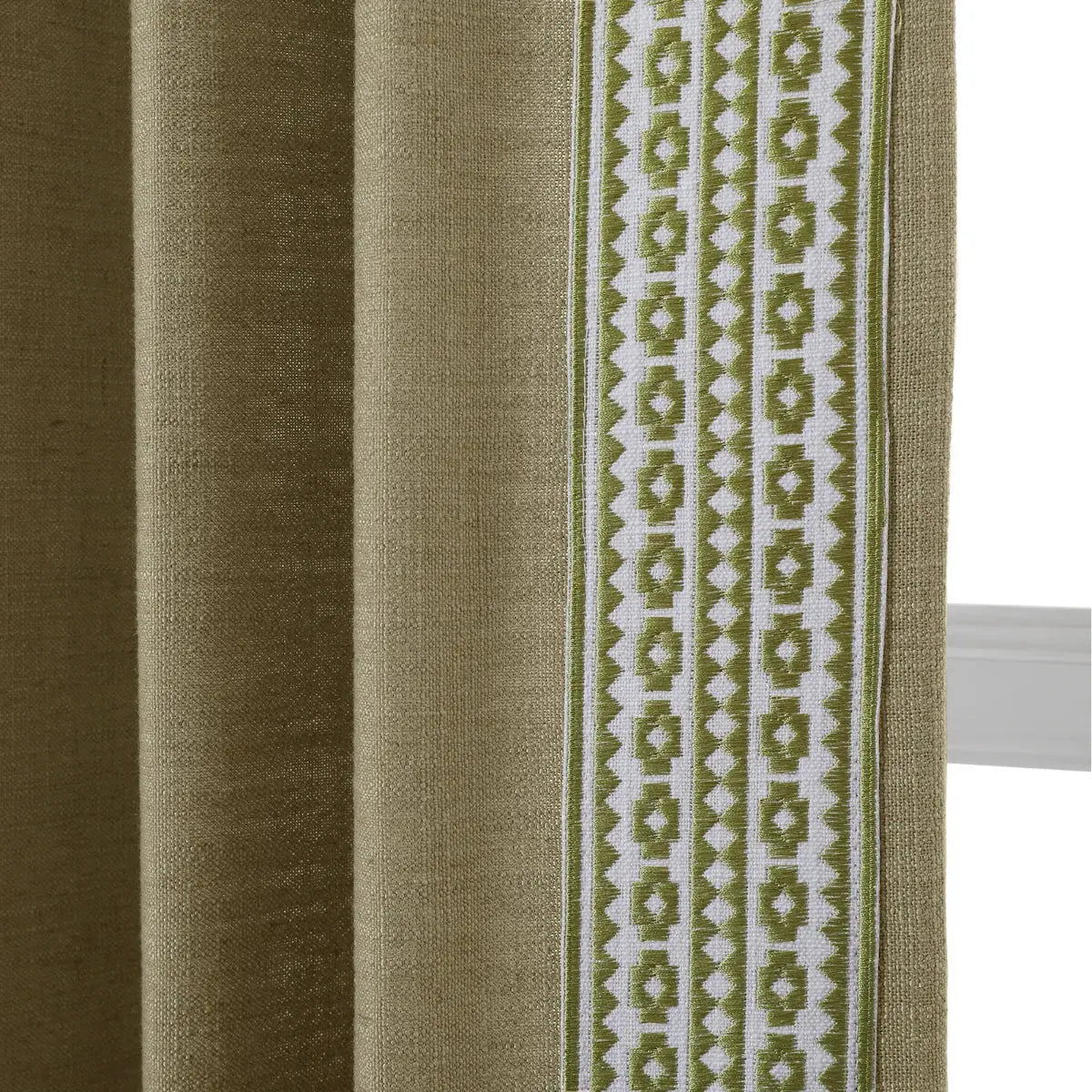 Liz Linen Curtains with Border Trim (Sold per Pair) -TWOPAGES