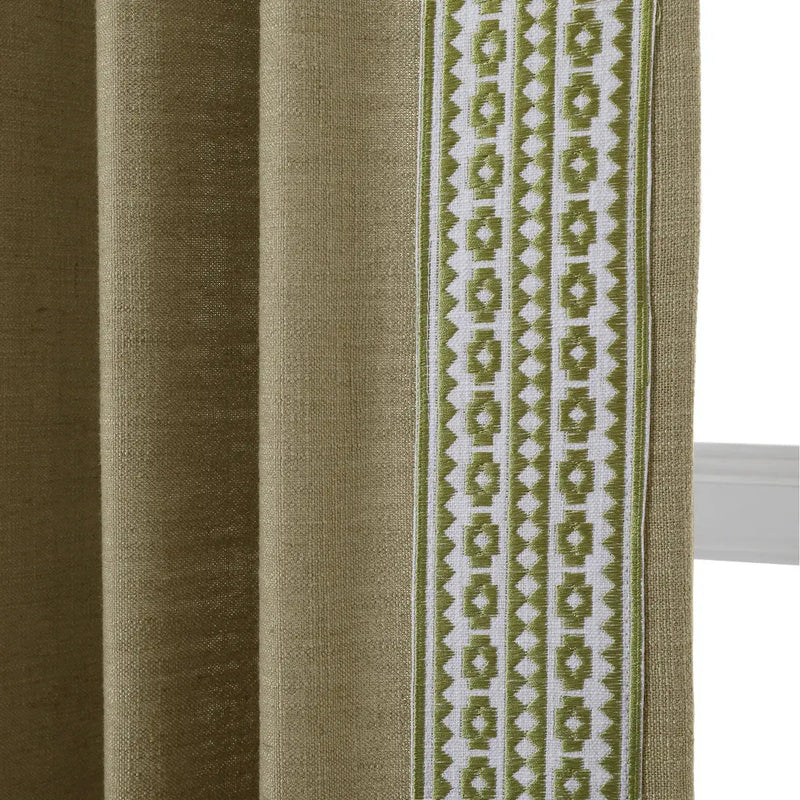 Liz Linen Curtains with Border Trim (Sold per Pair) -TWOPAGES