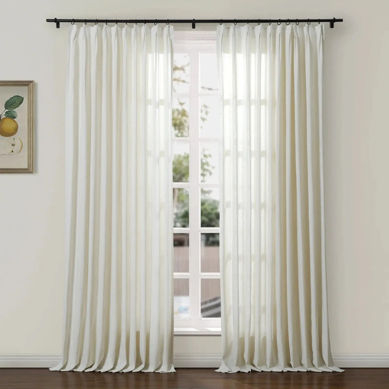 Ron Linen Cotton Herringbone Curtain Pleated TWOPAGES