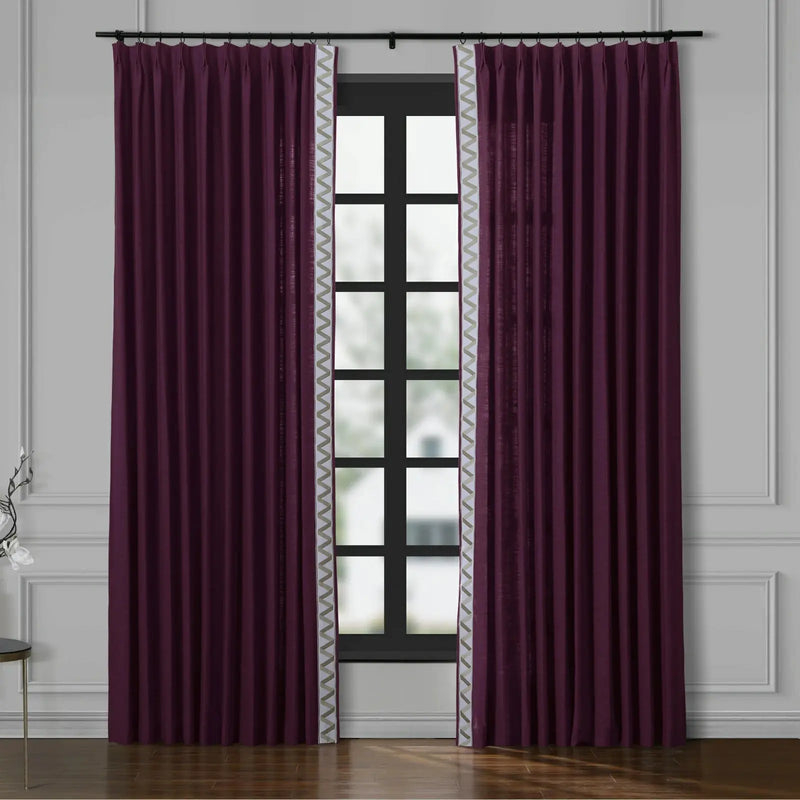 Liz Linen Curtains with Border Trim (Sold per Pair) TWOPAGES
