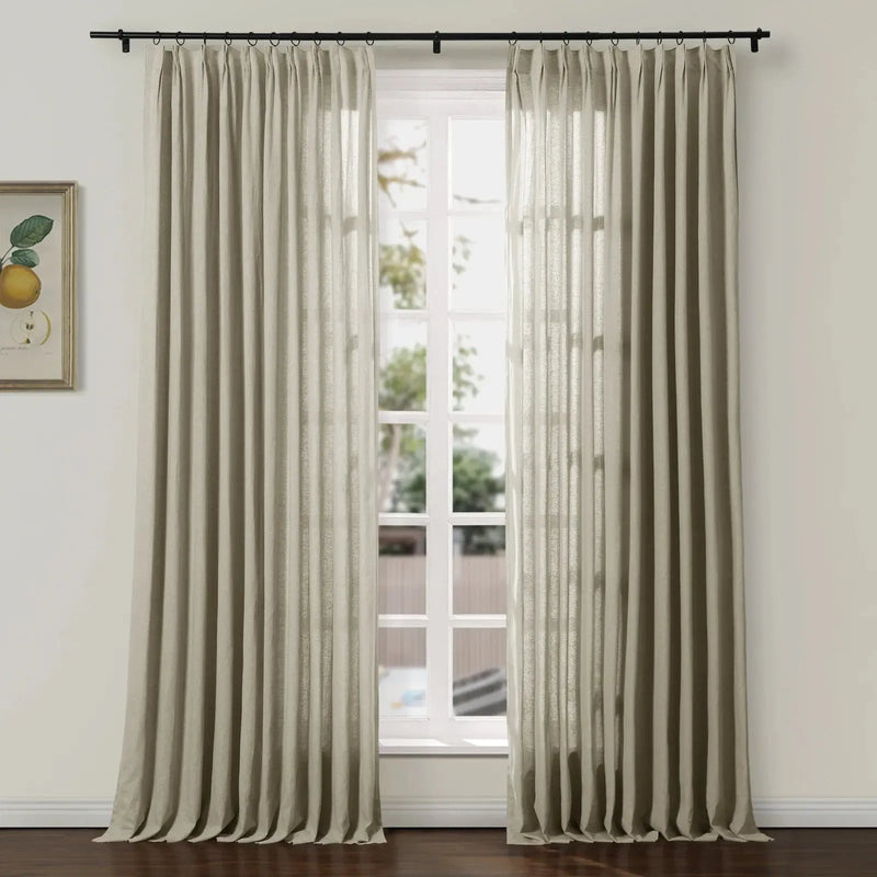 Ron Linen Cotton Herringbone Curtain Pleated TWOPAGES