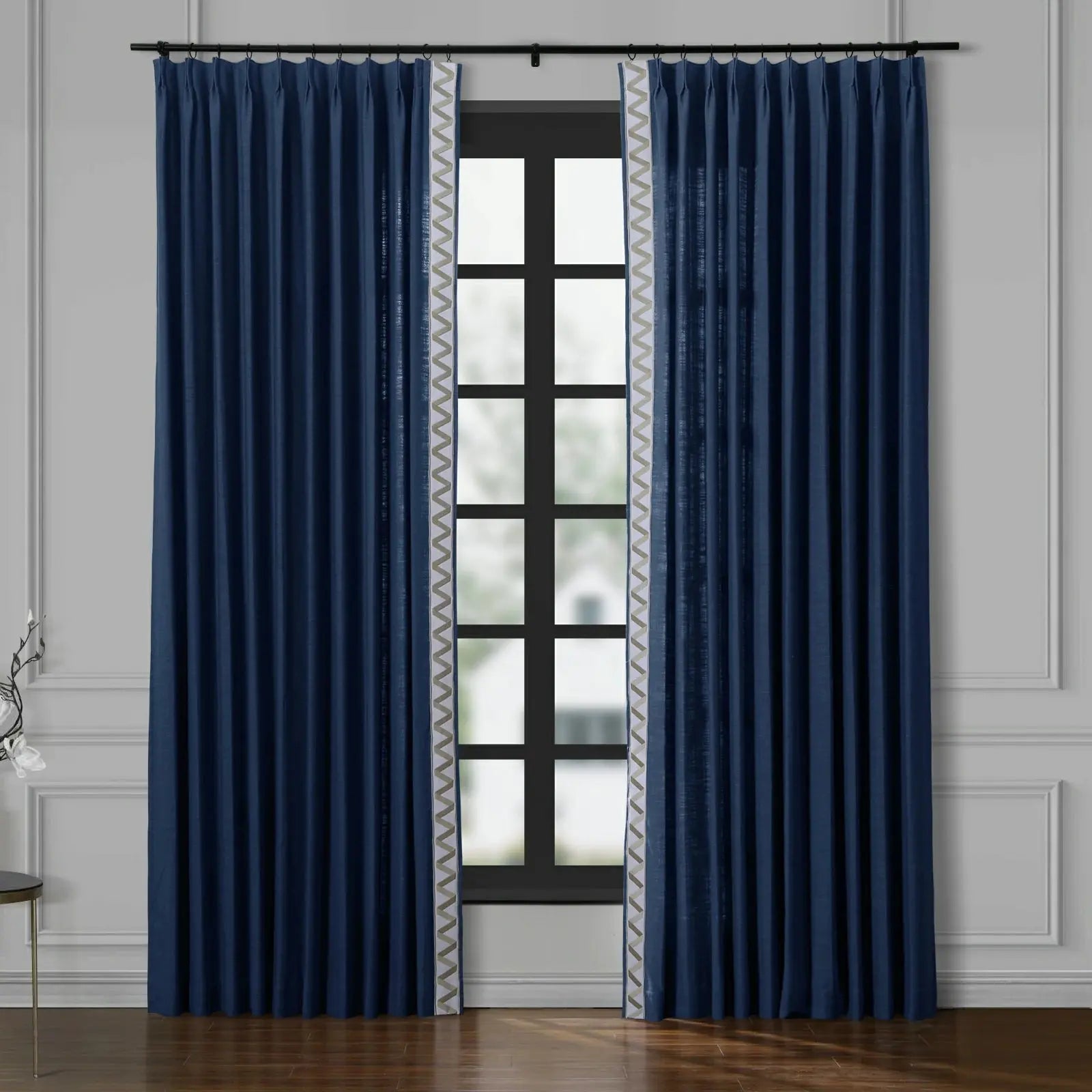 Liz Linen Curtains with Border Trim (Sold per Pair) TWOPAGES
