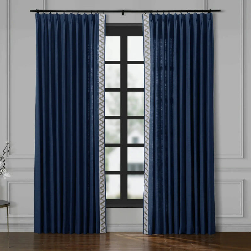 Liz Linen Curtains with Border Trim (Sold per Pair) TWOPAGES