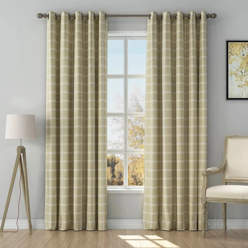 Stefana Silber Print Linen Curtain Drapery Grommet TWOPAGES