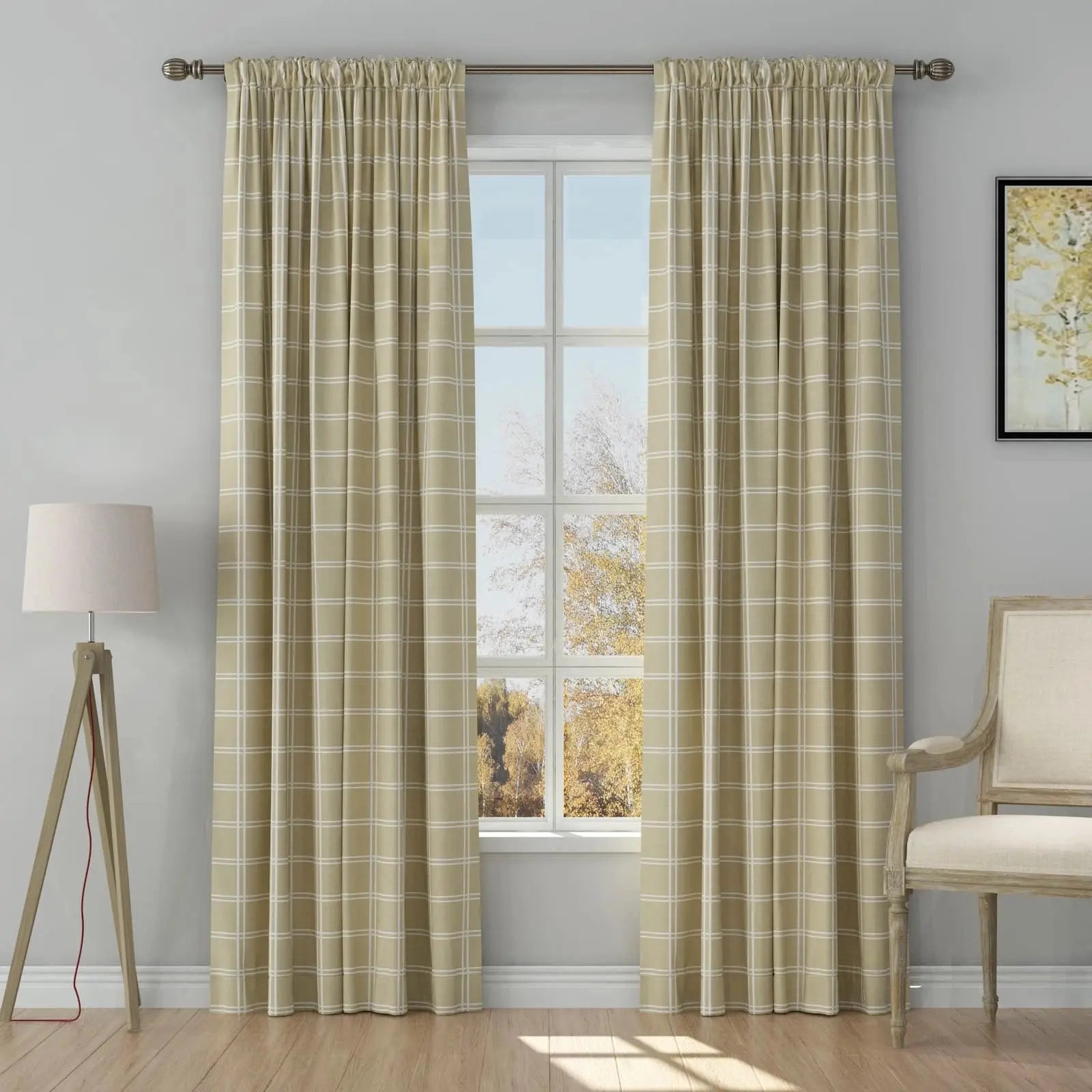 Stefana Silber Print Linen Curtain Drapery Soft Top TWOPAGES