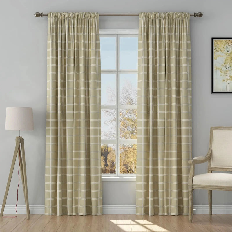 Stefana Silber Print Linen Curtain Drapery Soft Top TWOPAGES