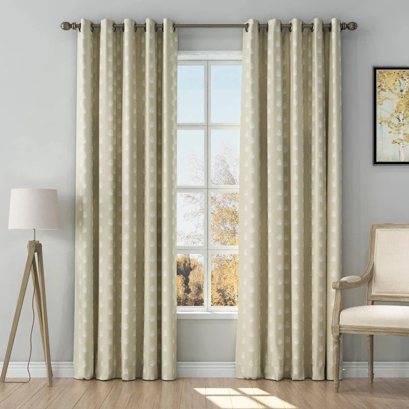 Stefana Silber Print Linen Curtain Drapery Grommet TWOPAGES