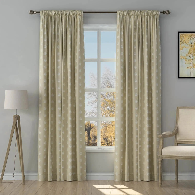 Stefana Silber Print Linen Curtain Drapery Soft Top TWOPAGES