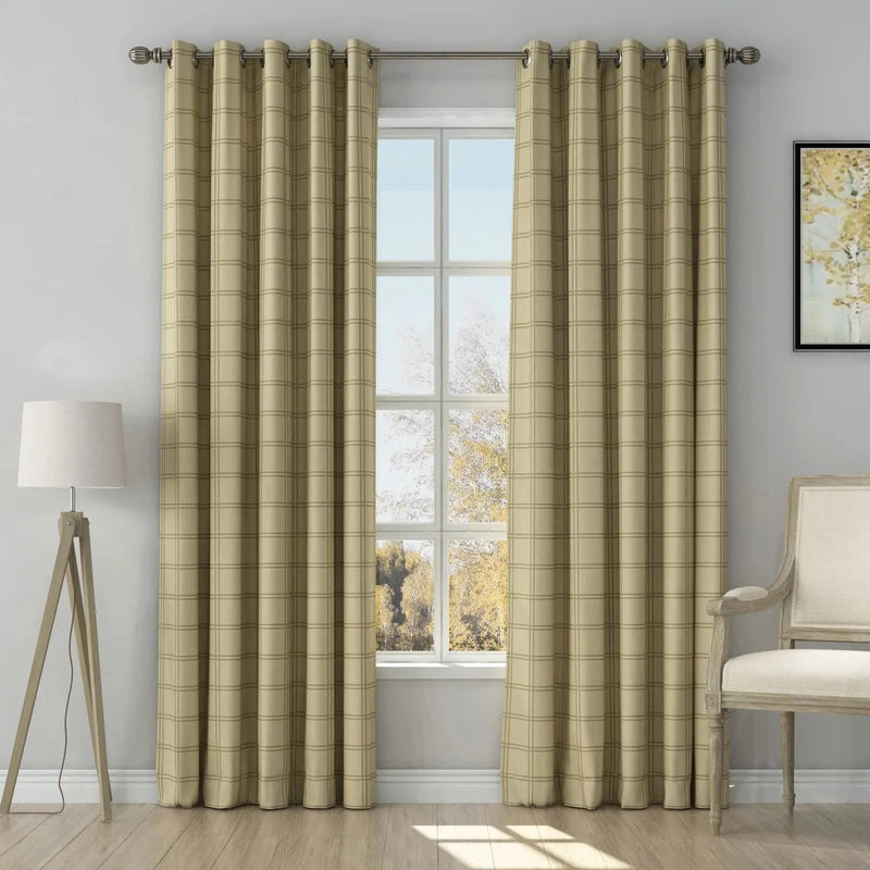 Stefana Silber Print Linen Curtain Drapery Grommet TWOPAGES