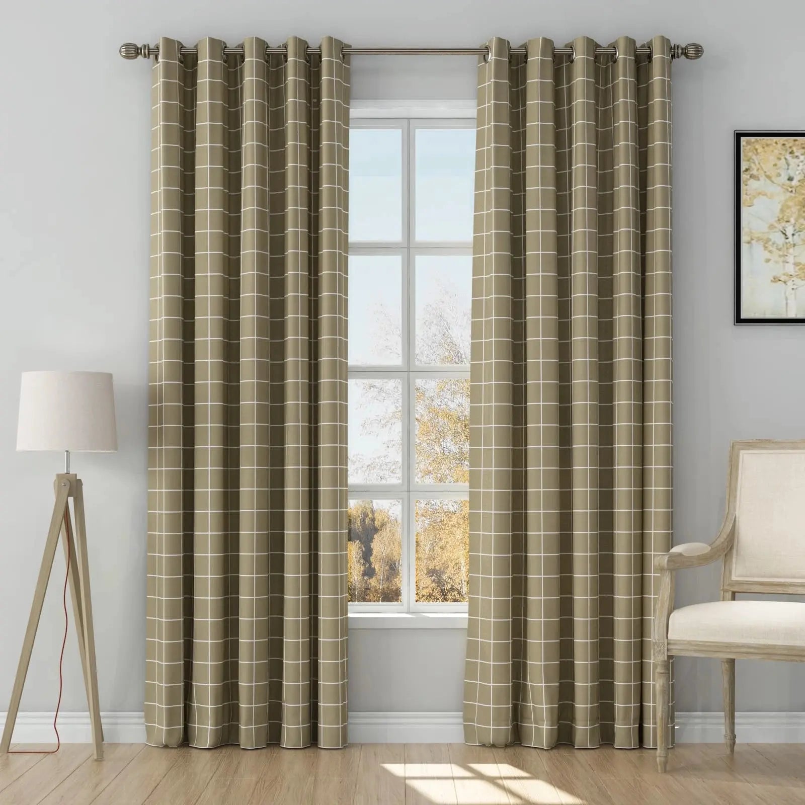 Stefana Silber Print Linen Curtain Drapery Grommet TWOPAGES