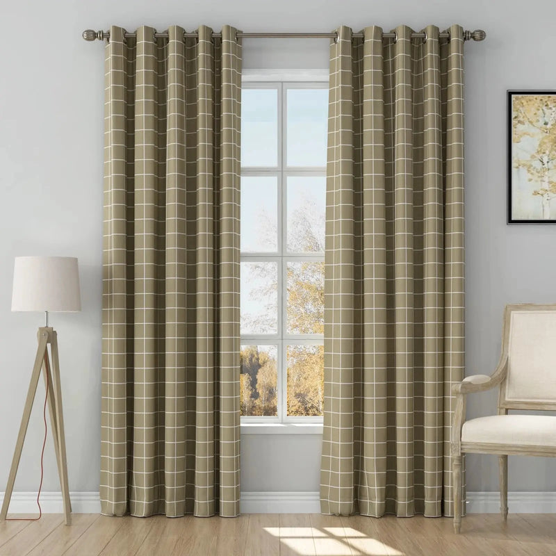 Stefana Silber Print Linen Curtain Drapery Grommet TWOPAGES