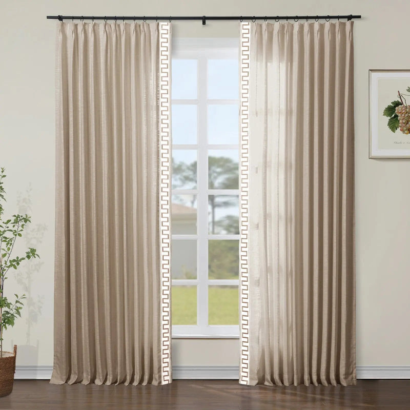Liz Linen Curtains with Border Trim (Sold per Pair) TWOPAGES