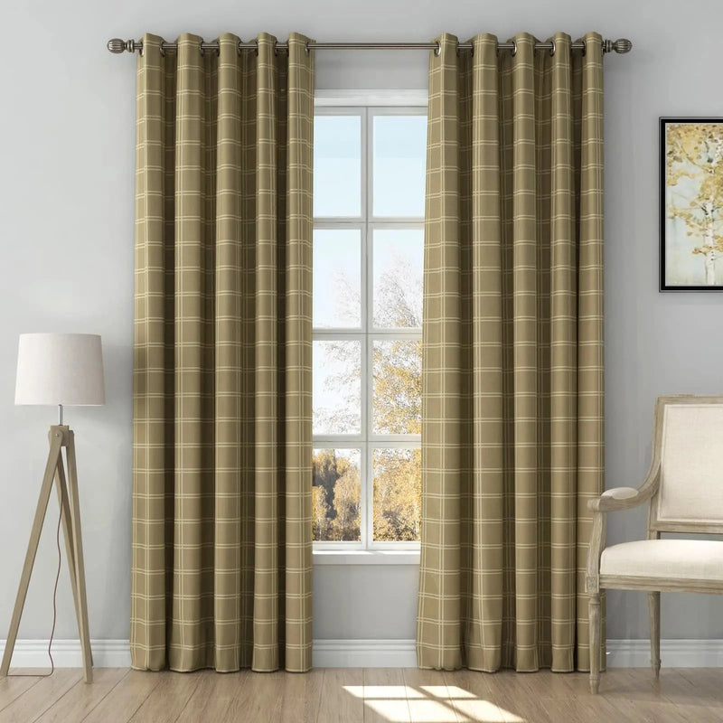 Stefana Silber Print Linen Curtain Drapery Grommet TWOPAGES