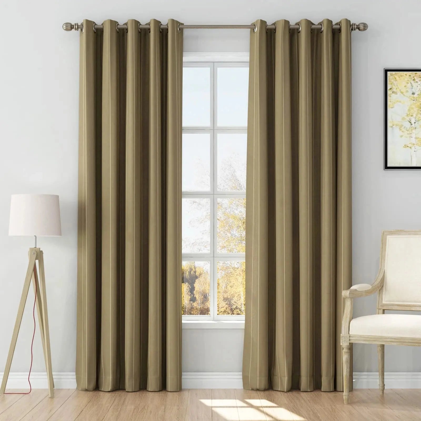 Stefana Silber Print Linen Curtain Drapery Grommet TWOPAGES