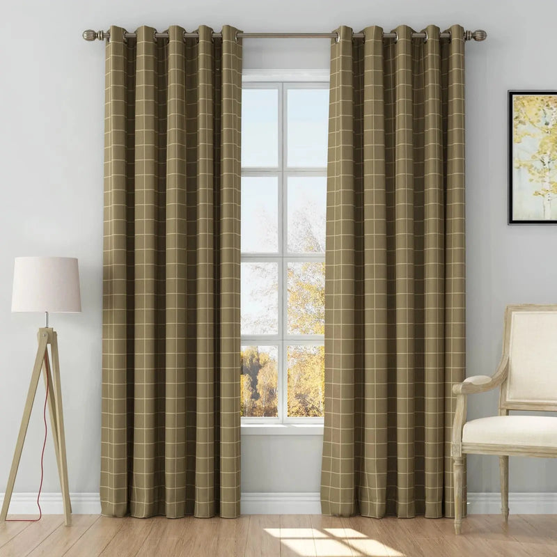 Stefana Silber Print Linen Curtain Drapery Grommet TWOPAGES