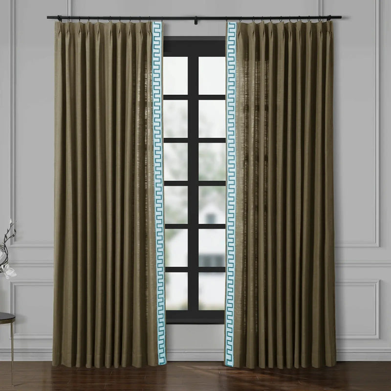 Liz Linen Curtains with Border Trim (Sold per Pair) TWOPAGES
