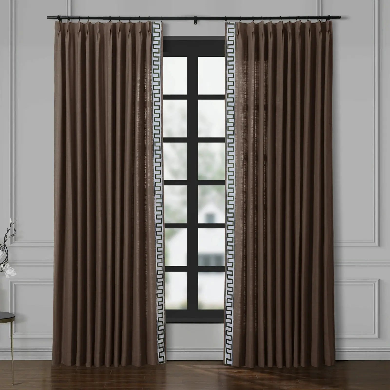 Liz Linen Curtains with Border Trim (Sold per Pair) TWOPAGES