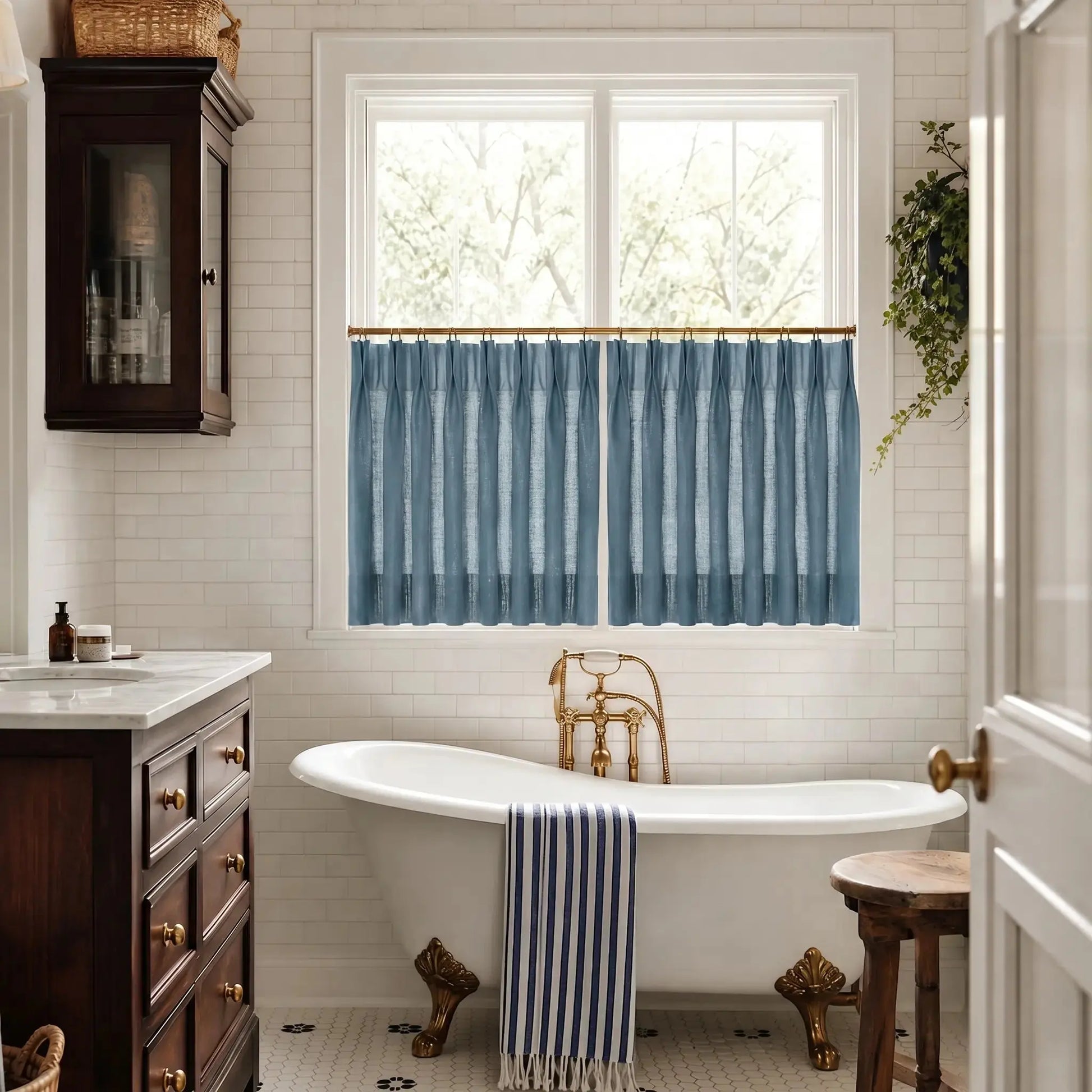 Liz Linen Pleated Cafe Curtains-?-TWOPAGES