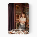 Designer Amy Switzer with the modern printed velvet curtain collection
